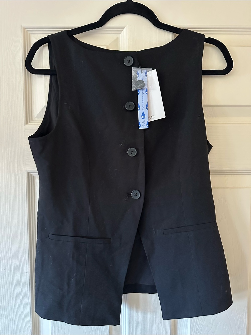 Cider Black Tailored Peplum Button Vest - Picture 3 of 5